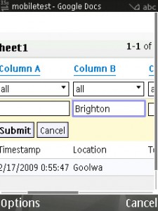 Google spreadsheet, add record